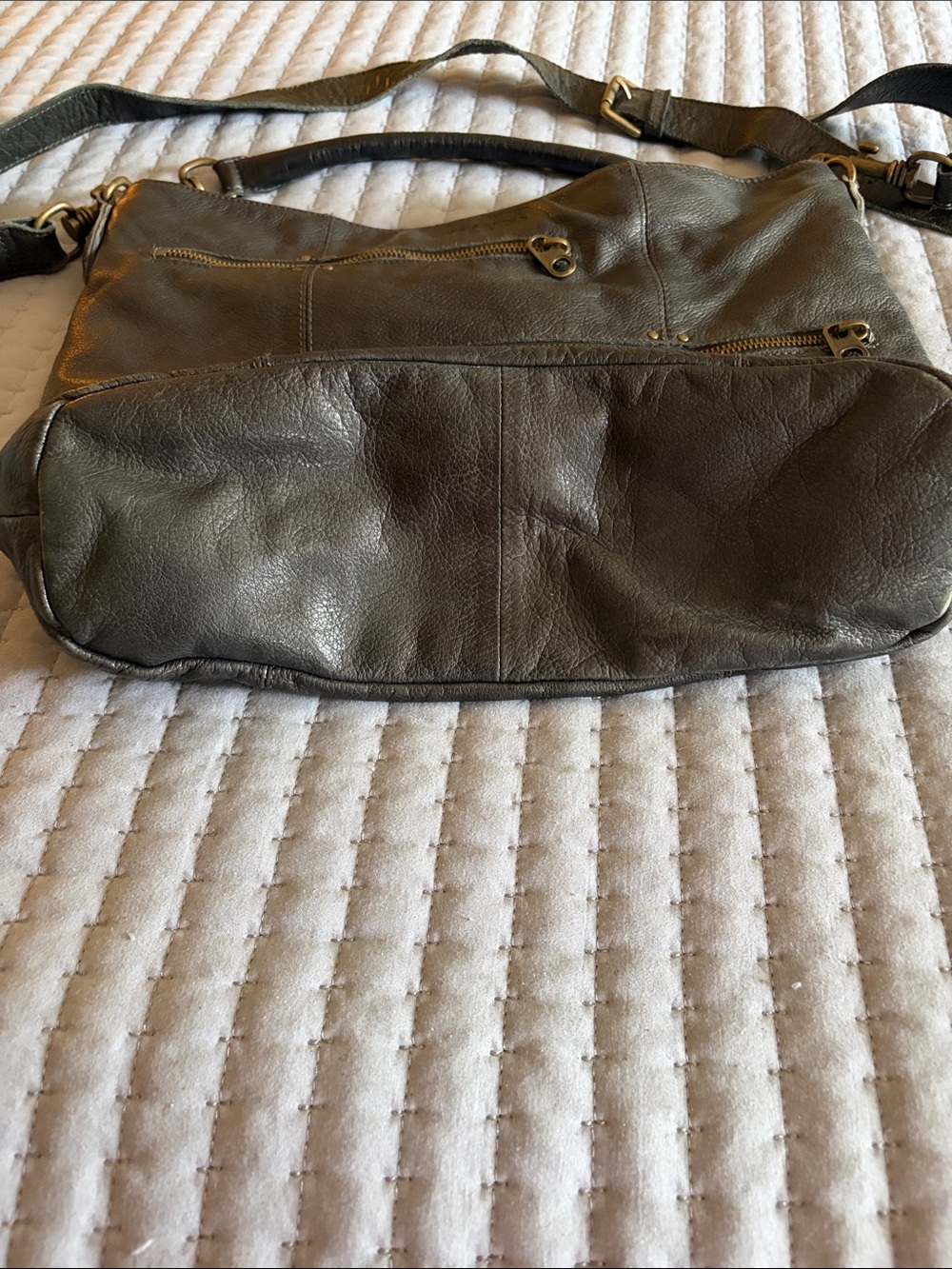 Liebeskind Crossbody Bag in Dark Gray with Brass Hardware - Picture 4 of 12